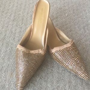 Newport News Beaded metallic mules